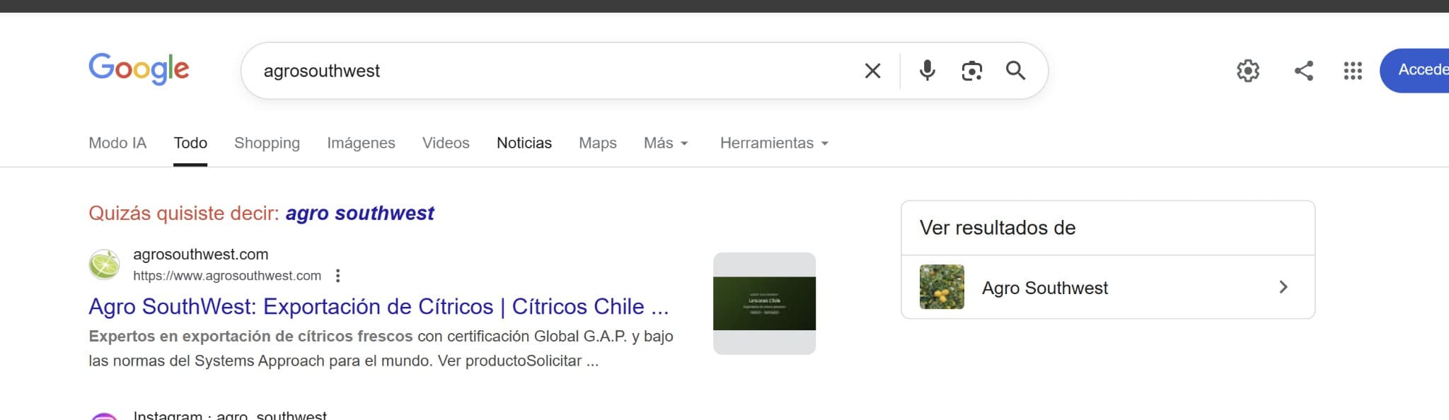 Agro SouthWest en Google