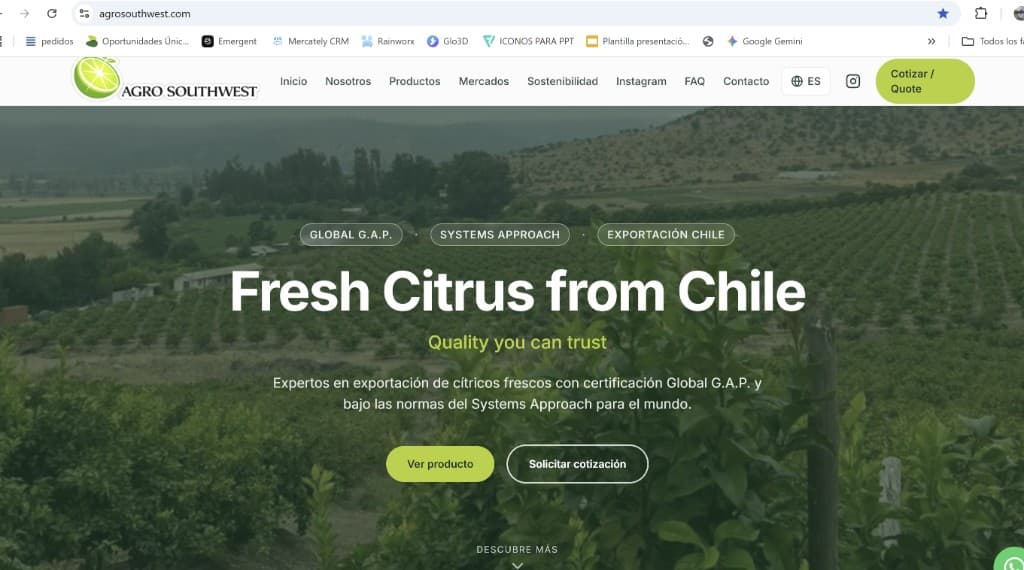 Sitio web de Agro SouthWest