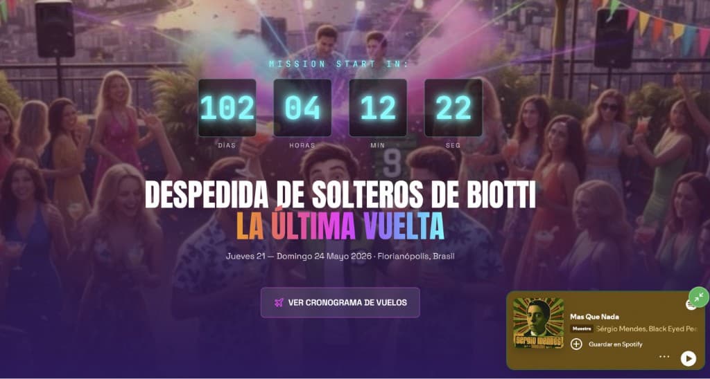 Landing de la despedida de solteros Biotti